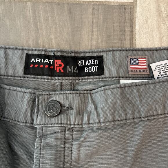 Ariat FR M4 Relaxed Boot Cut Low Rise FR Rated Pants Mens 44/34 Gray Ripstop NWT - Picture 5 of 7